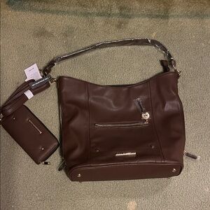 Chic Tan Leather Hobo Bag with Wallet NWT